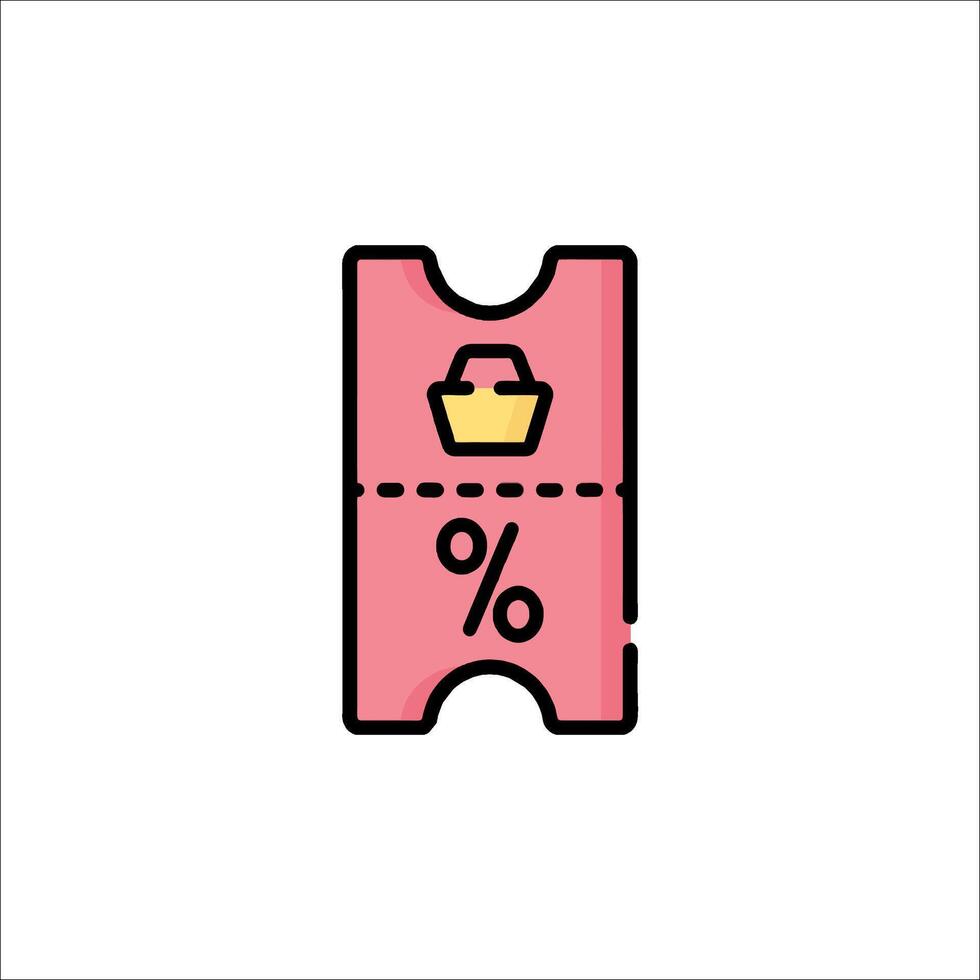 A pink ticket with a percentage sign on it vector