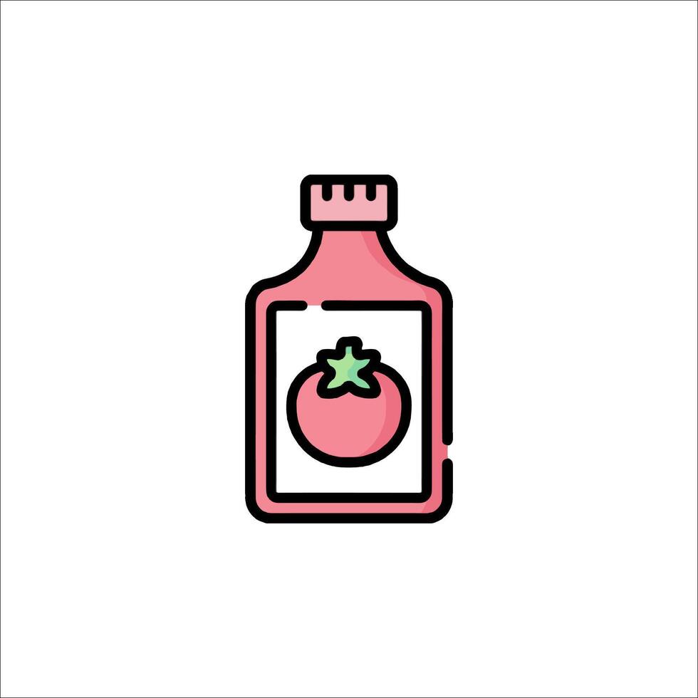 A bottle of tomato sauce with a tomato on it vector