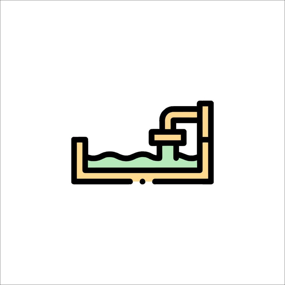 A line icon of a water pipe with a sink vector