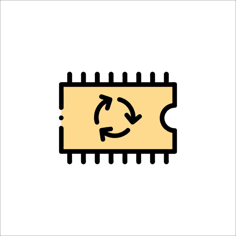 A circuit board with a circular arrow on it vector
