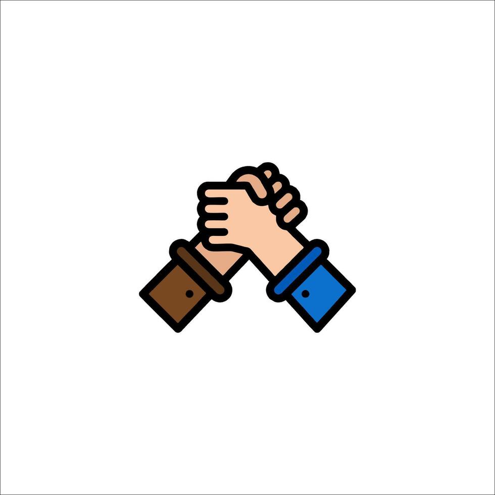 Two hands shaking hands icon vector