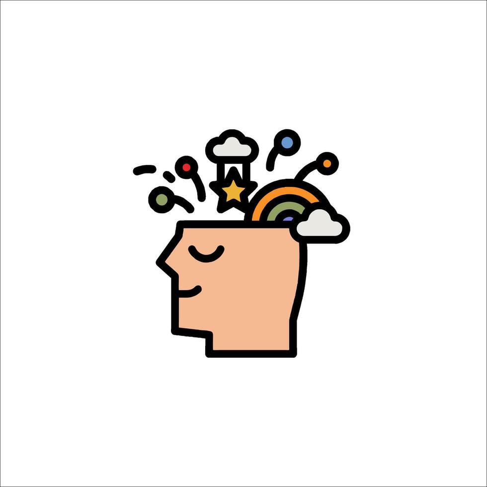 A cartoon head with a rainbow coming out of it vector
