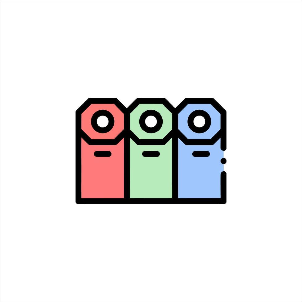 A line icon of three colored pencils vector