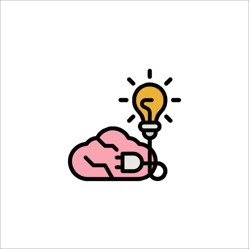 A light bulb and a brain icon vector