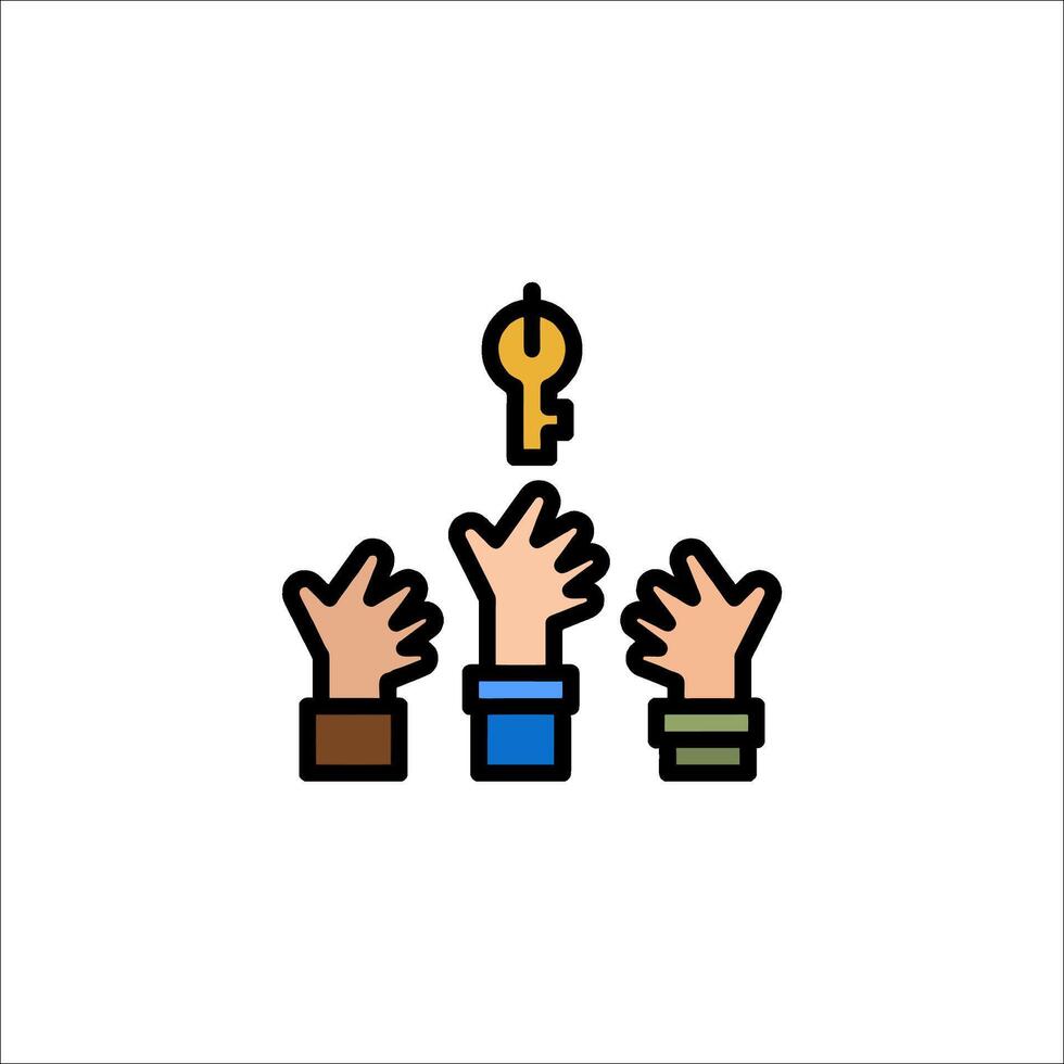 Hands reaching for a key icon vector