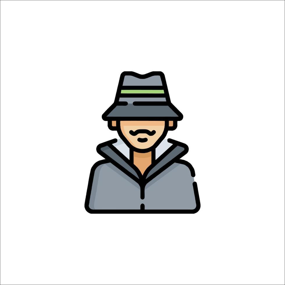 A man in a hat and jacket icon vector