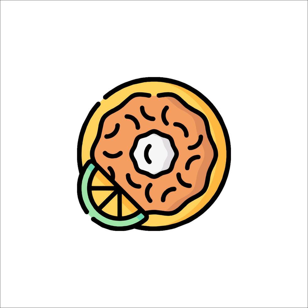 A donut with a slice of lemon on it vector