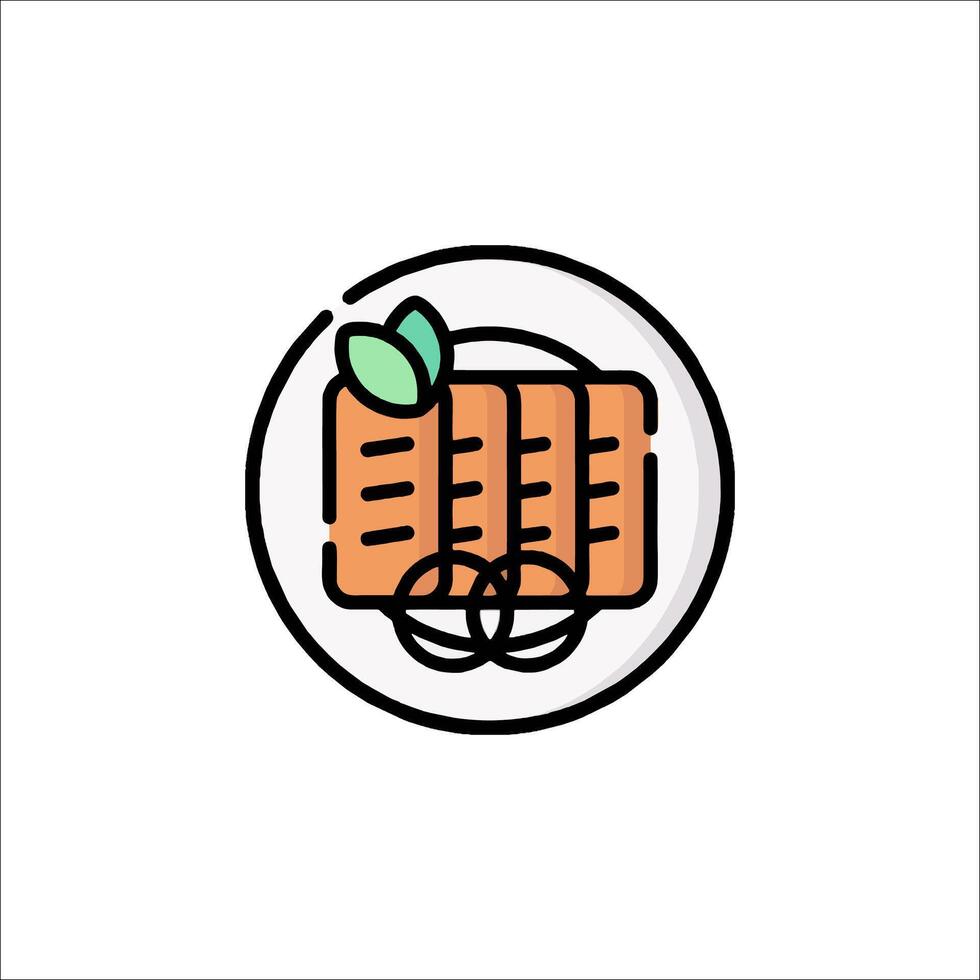A plate with a slice of bread and a leaf vector