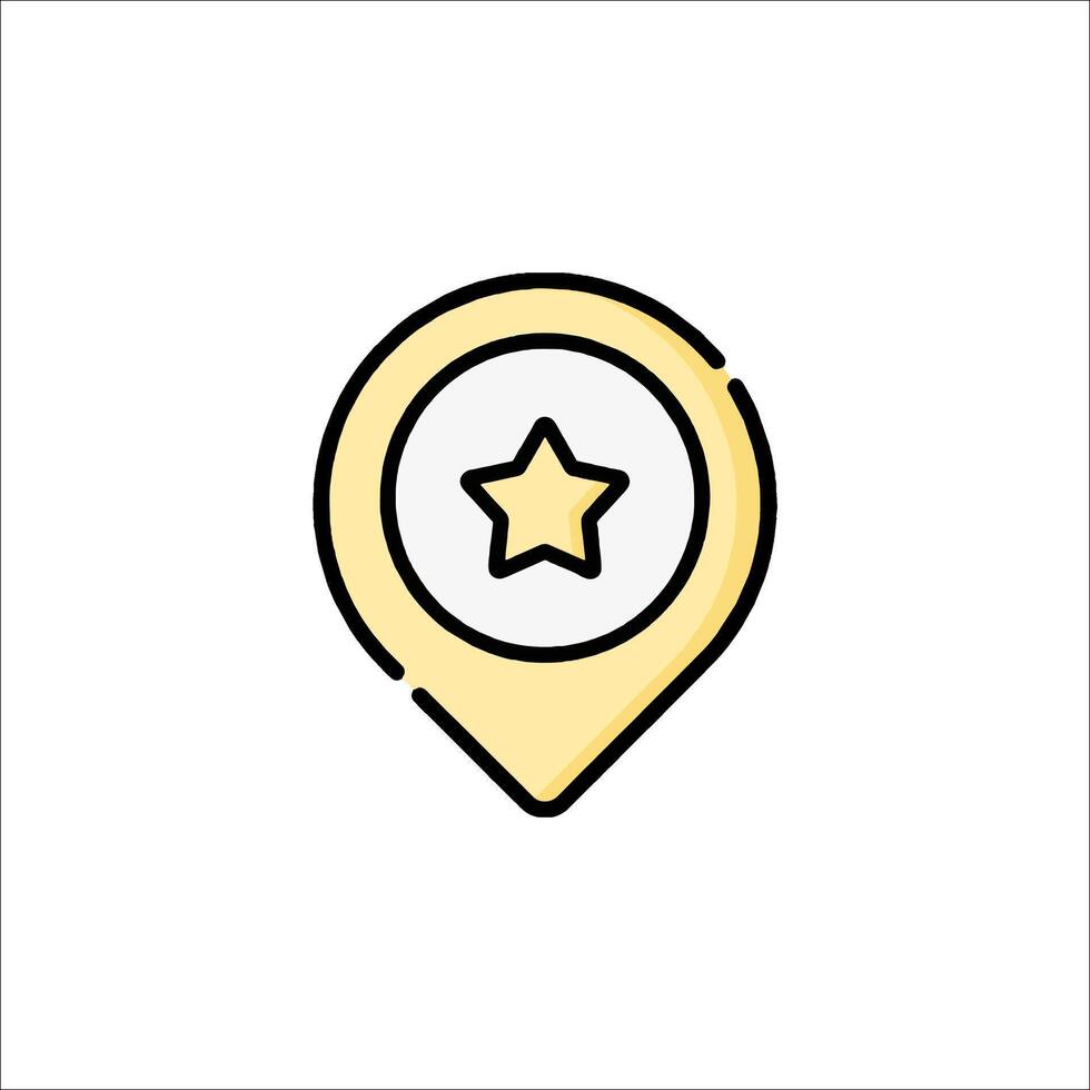 A star icon on a map pointer vector