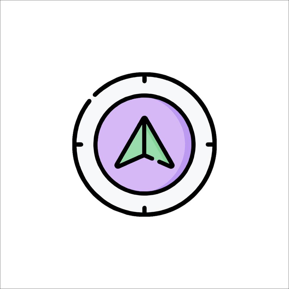 A compass icon with a green arrow pointing to the left vector