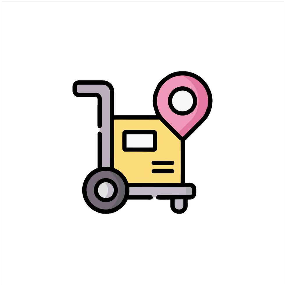 A delivery truck icon with a map pin vector