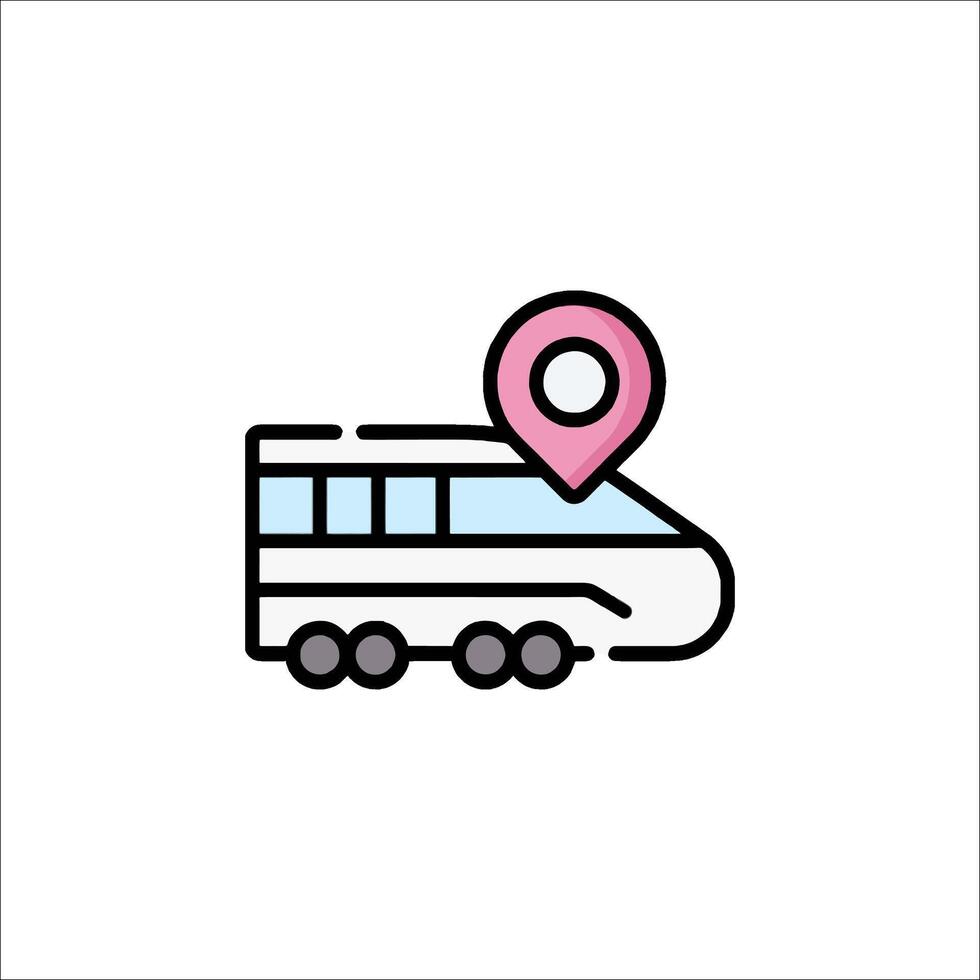 A train icon with a map pin on it vector