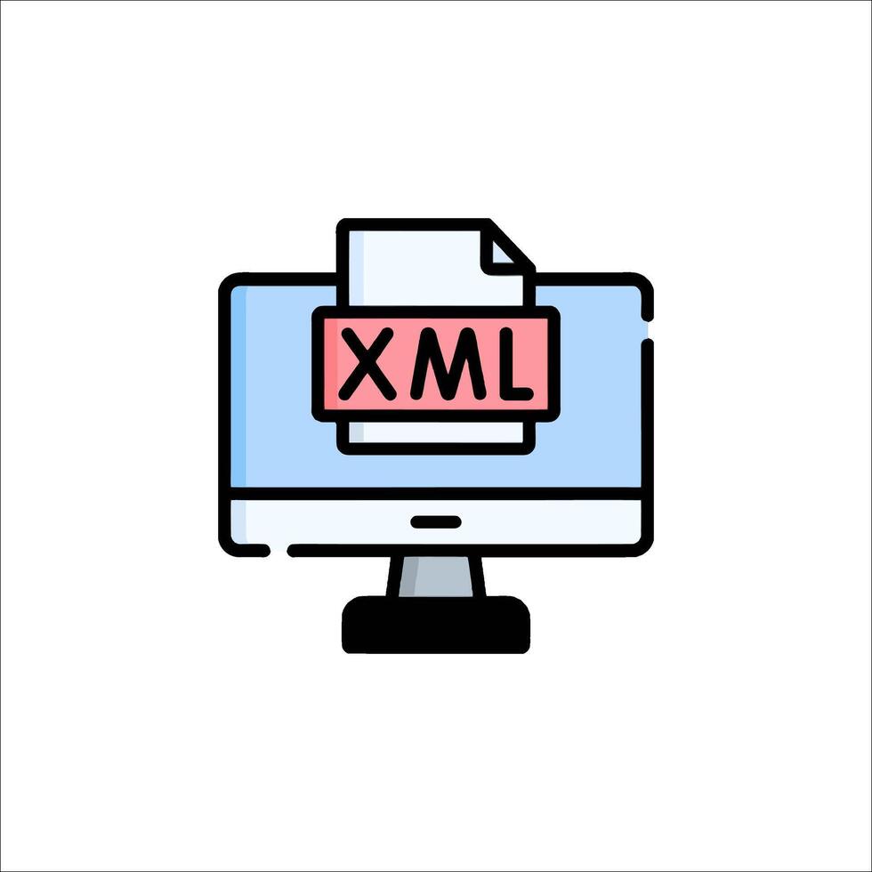 Xml file icon on a computer monitor vector