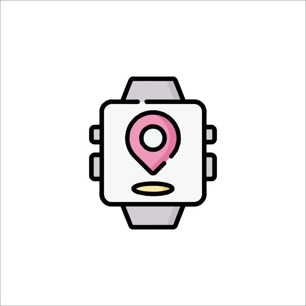 A watch with a map icon on it vector