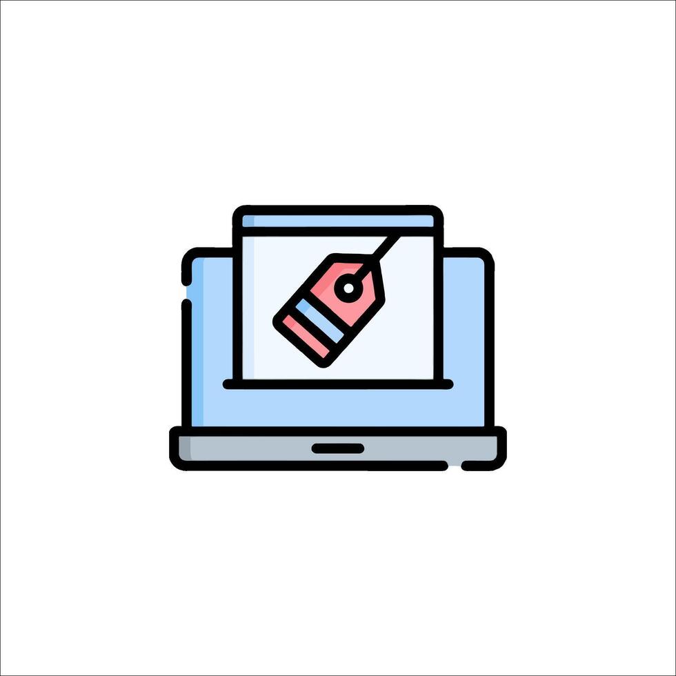 A laptop with a price tag on it vector