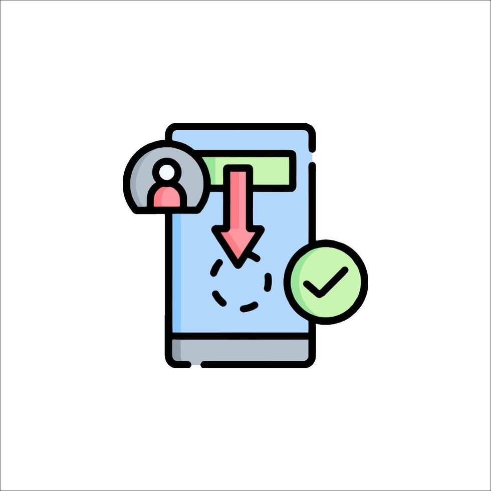A phone with a check mark and a button vector