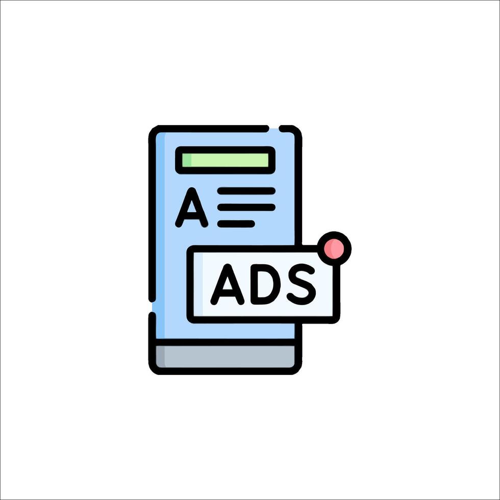 Ads icon on white background vector