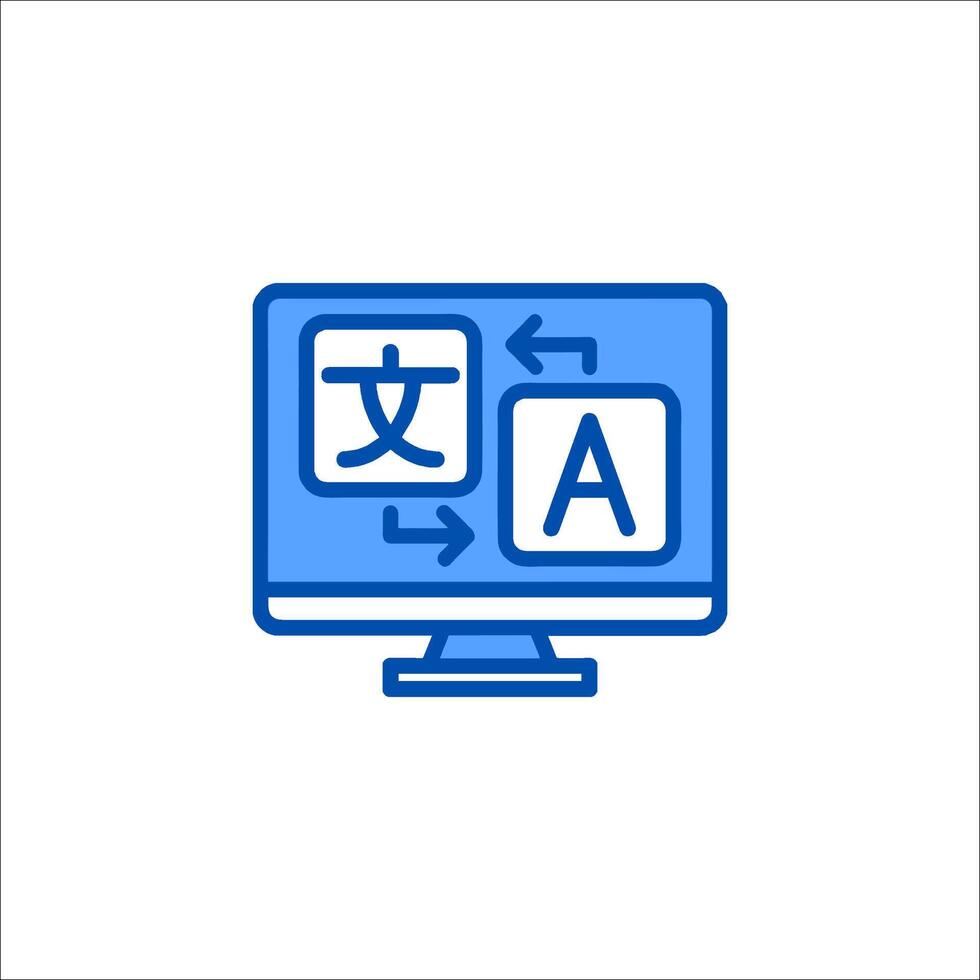 A computer monitor with chinese characters on it vector