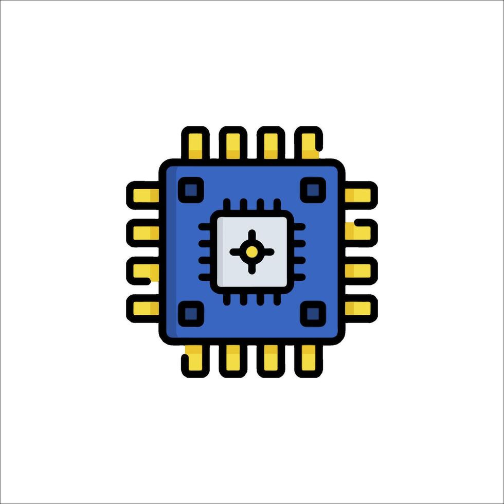 A computer chip icon on a white background vector