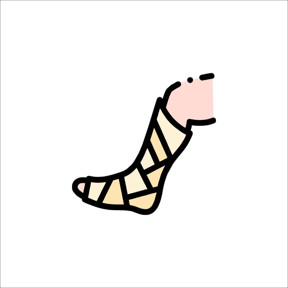 A cartoon illustration of a foot with a bandage vector