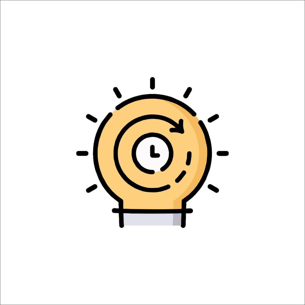 An icon of a light bulb with a clock inside vector