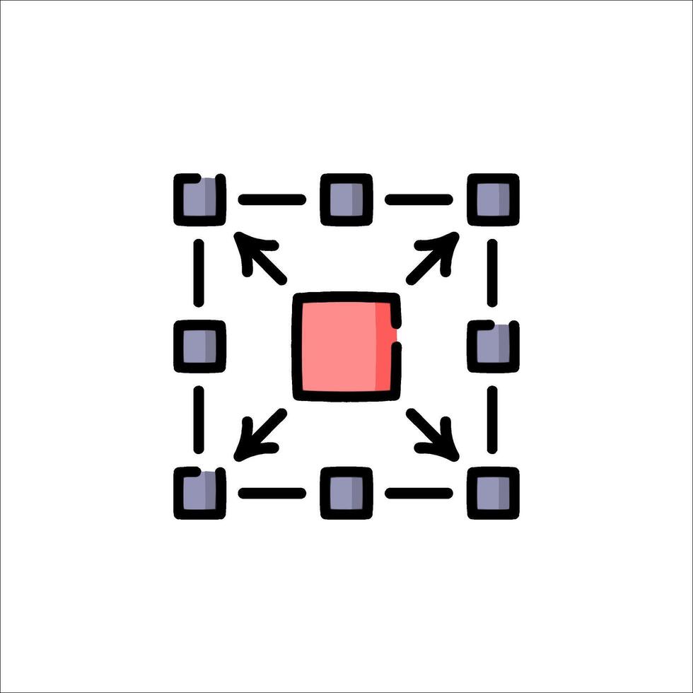 A square with arrows and a red square vector