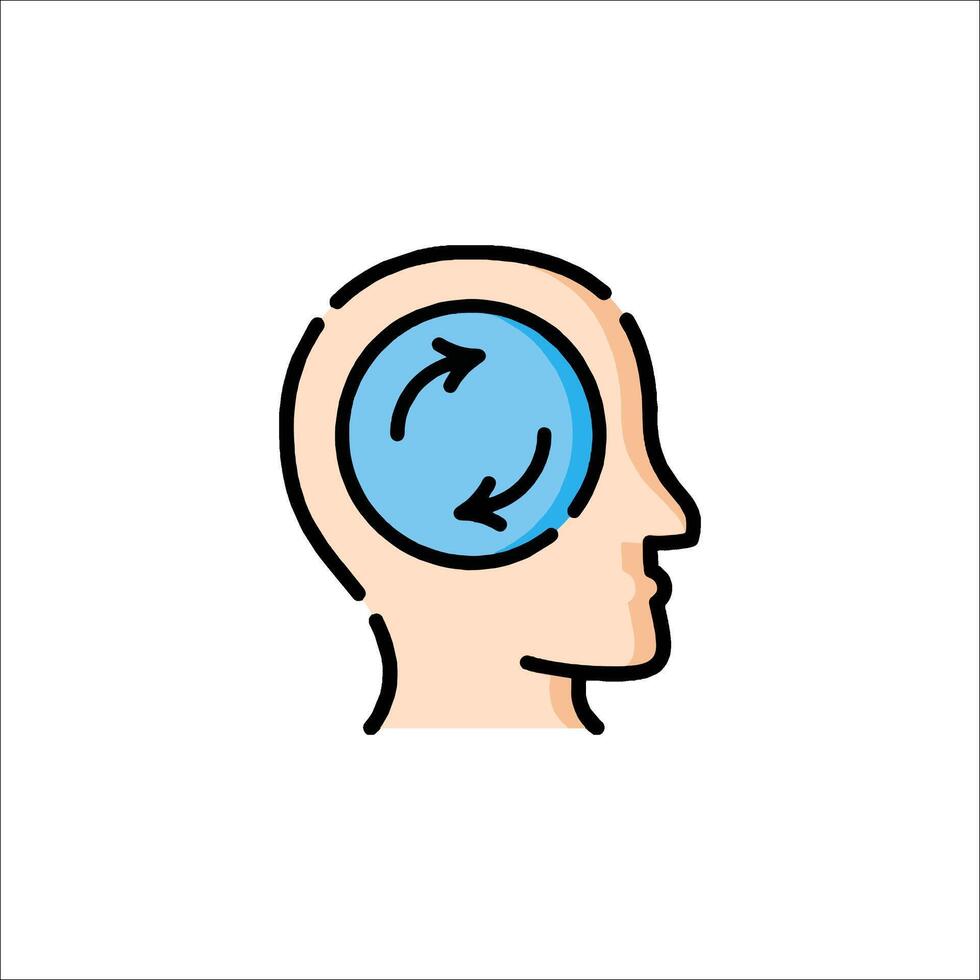 An icon of a person's head with arrows pointing in different directions vector