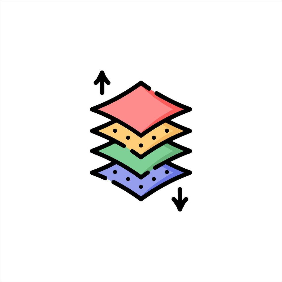 A stack of colorful squares with arrows pointing up vector
