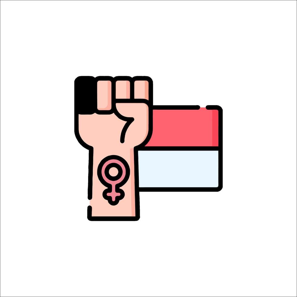 Indonesia flag icon with fist and female symbol vector