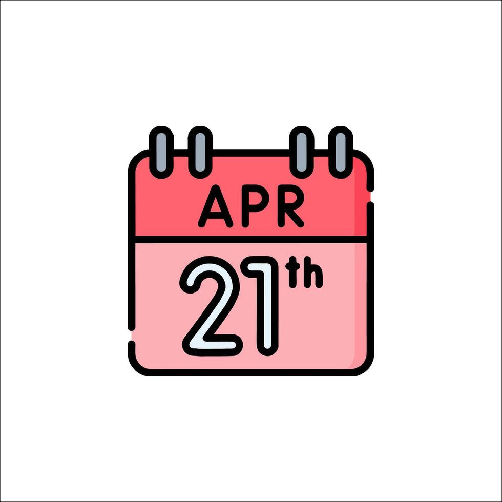 A calendar with the date april 21st on it vector