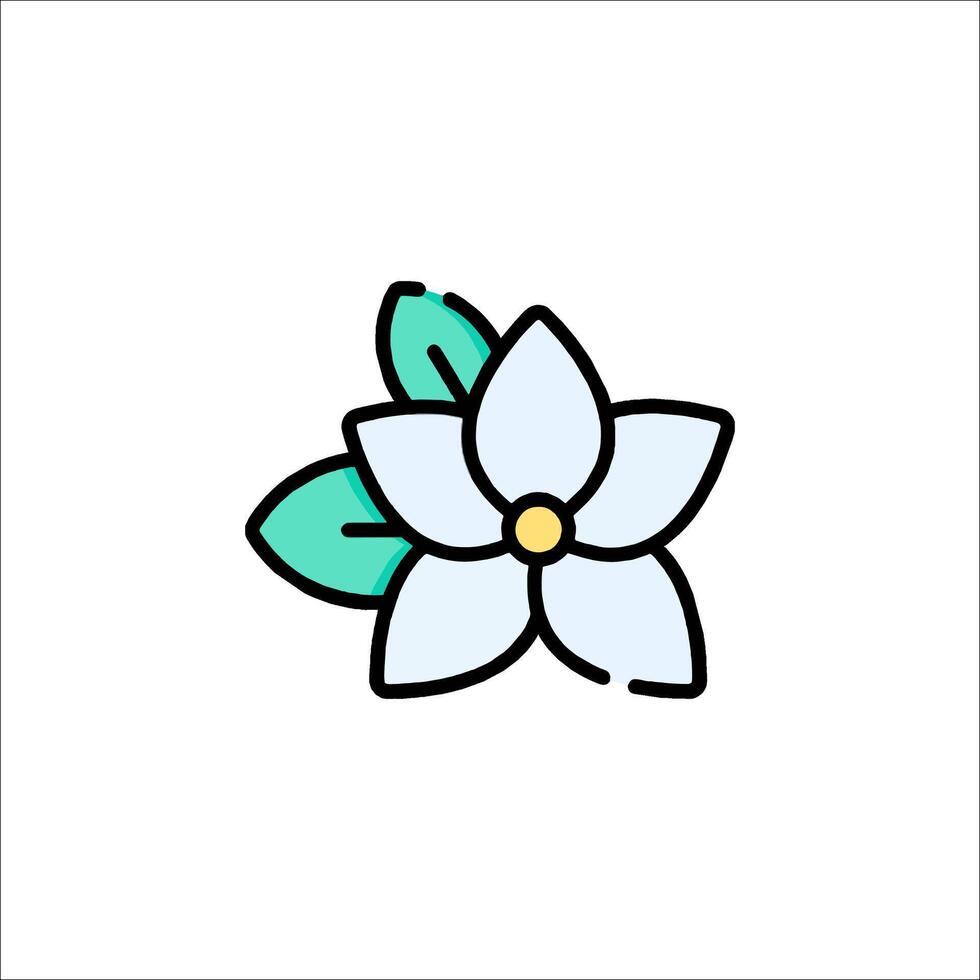 A flower icon with leaves and petals vector