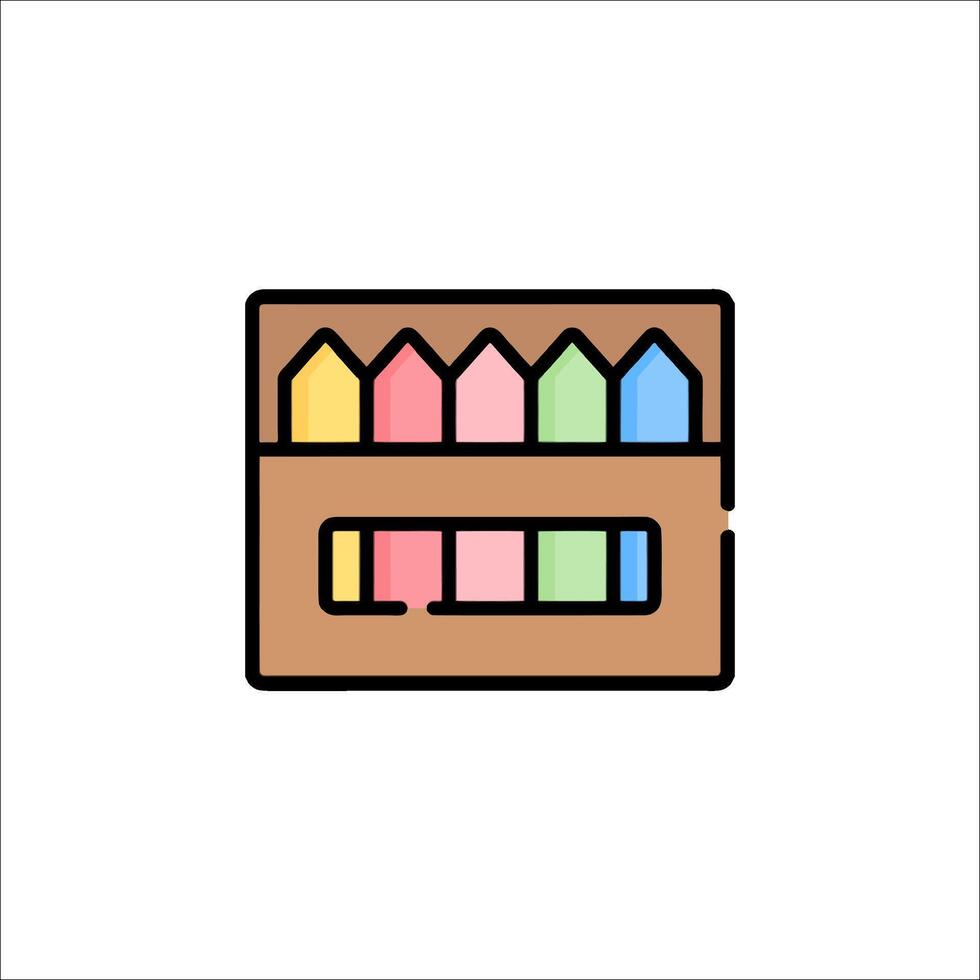 A box with colored crayons in it vector