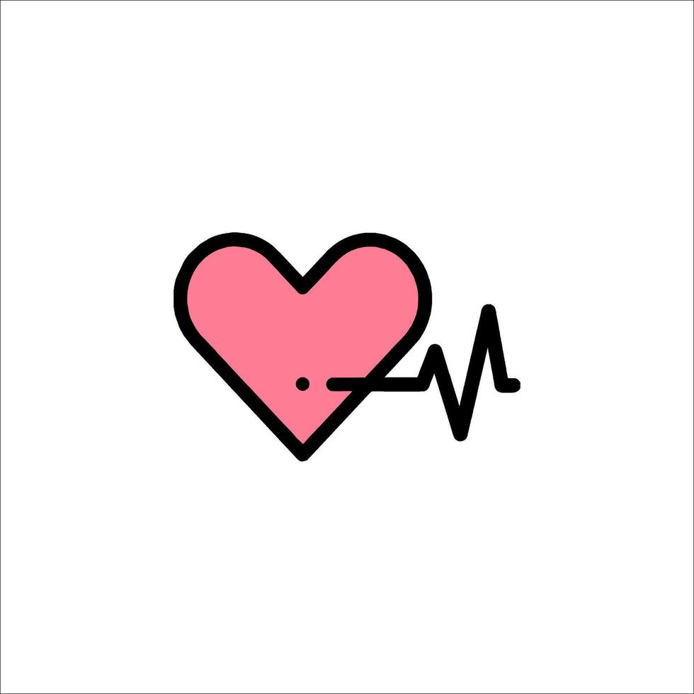 Heartbeat icon with pink heart and heartbeat vector