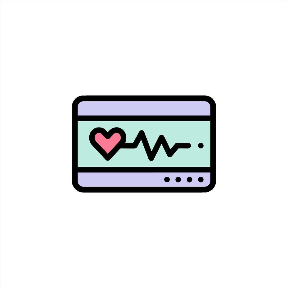 A heart beat icon with a monitor and a heartbeat vector