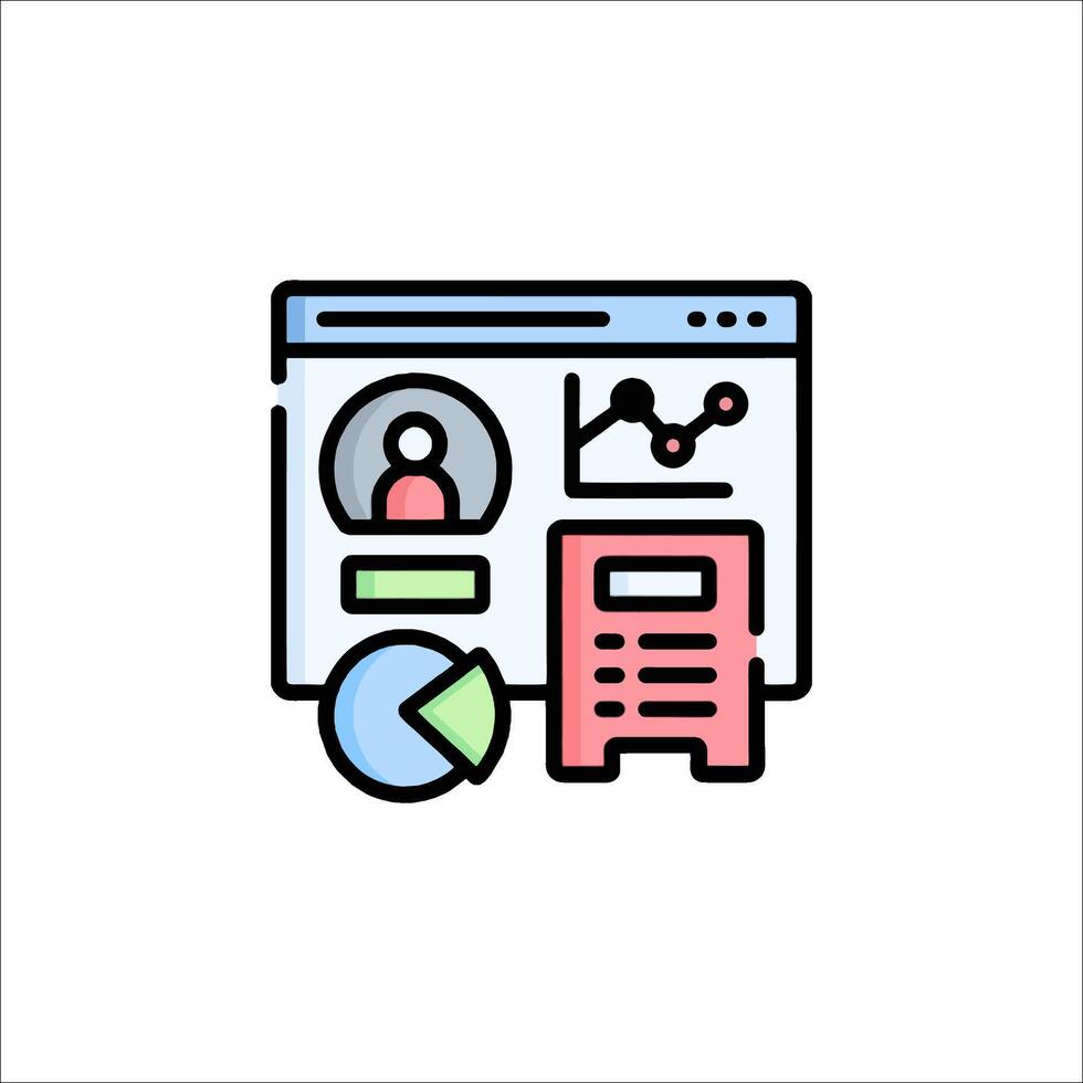 A line icon of a computer screen with a person on it vector