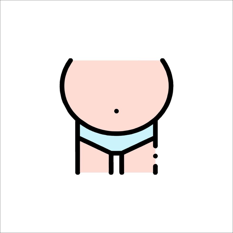 A cartoon baby in a diaper with a blue outline vector