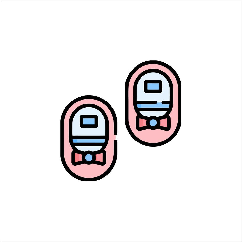 Two baby shoes with a bow tie on them vector