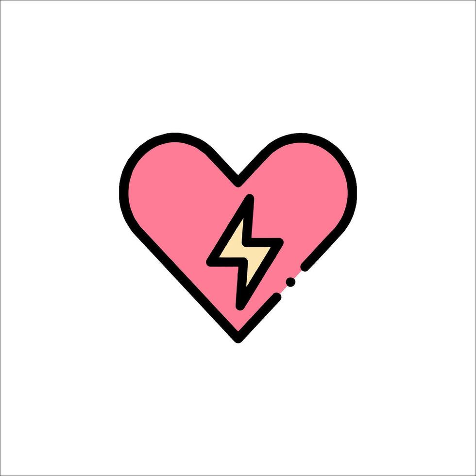 A pink heart with a lightning bolt on it vector
