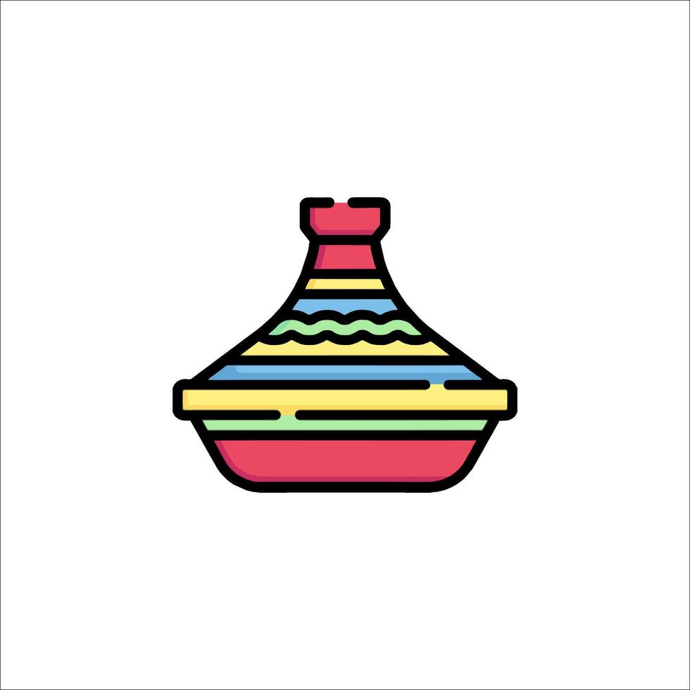 A colorful pot with a lid on it vector