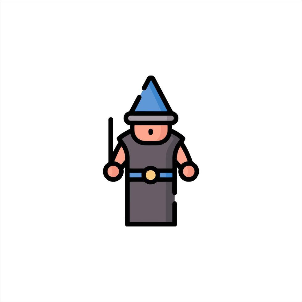 A wizard with a hat and a sword vector
