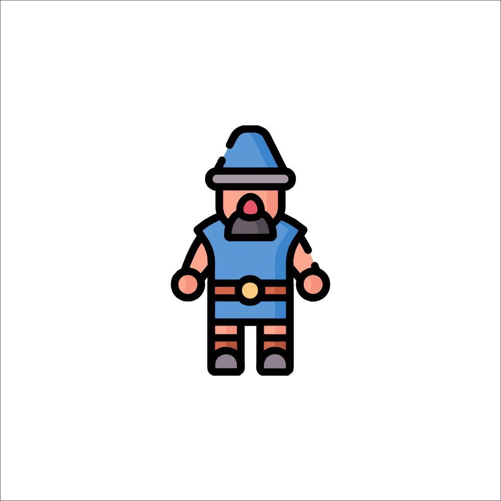 A cartoon character with a beard and hat vector