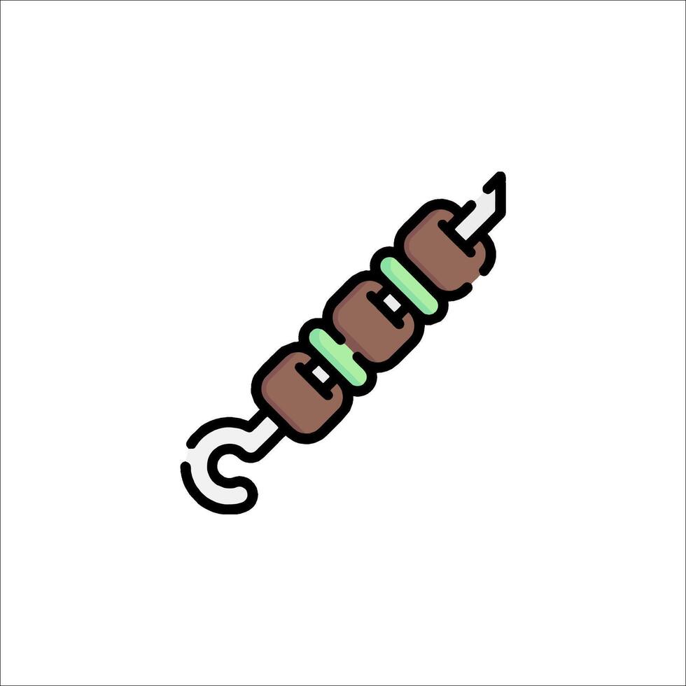 A line drawing of a meat skewer vector