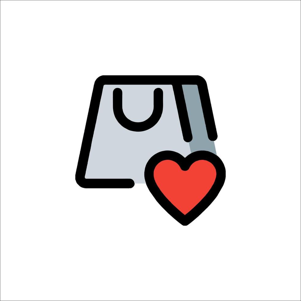 A shopping bag with a heart icon vector