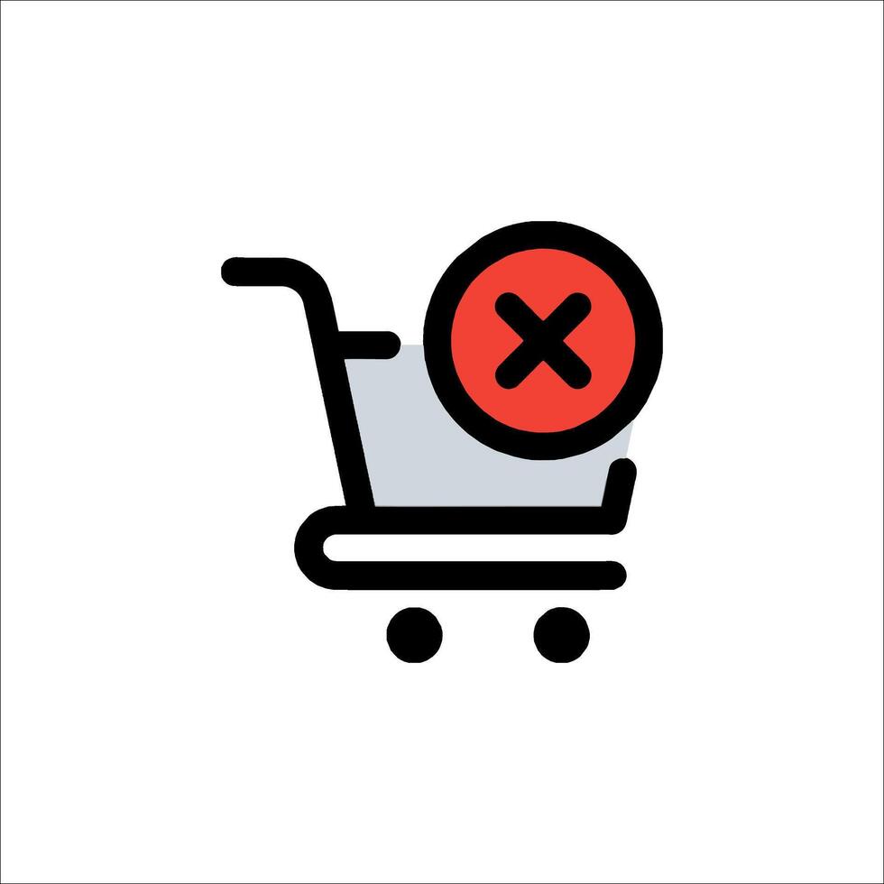 A shopping cart with a red cross on it vector