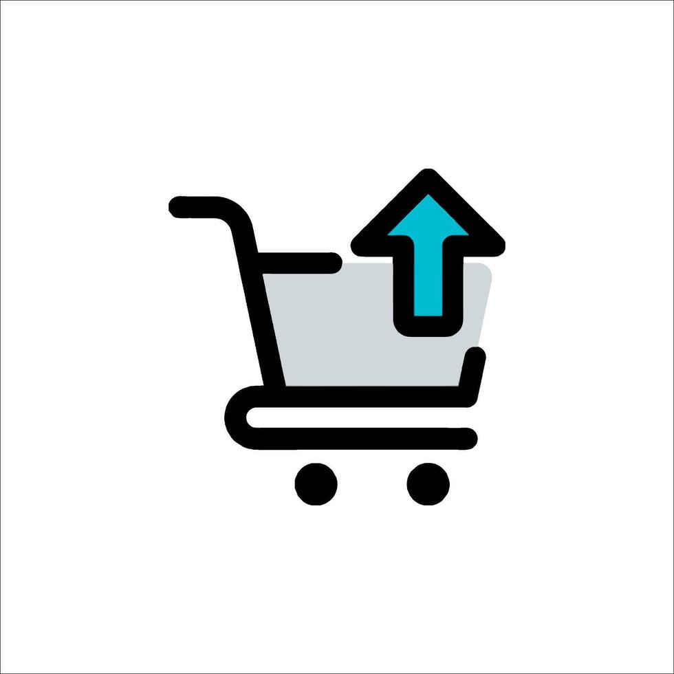 A shopping cart with an arrow pointing up vector