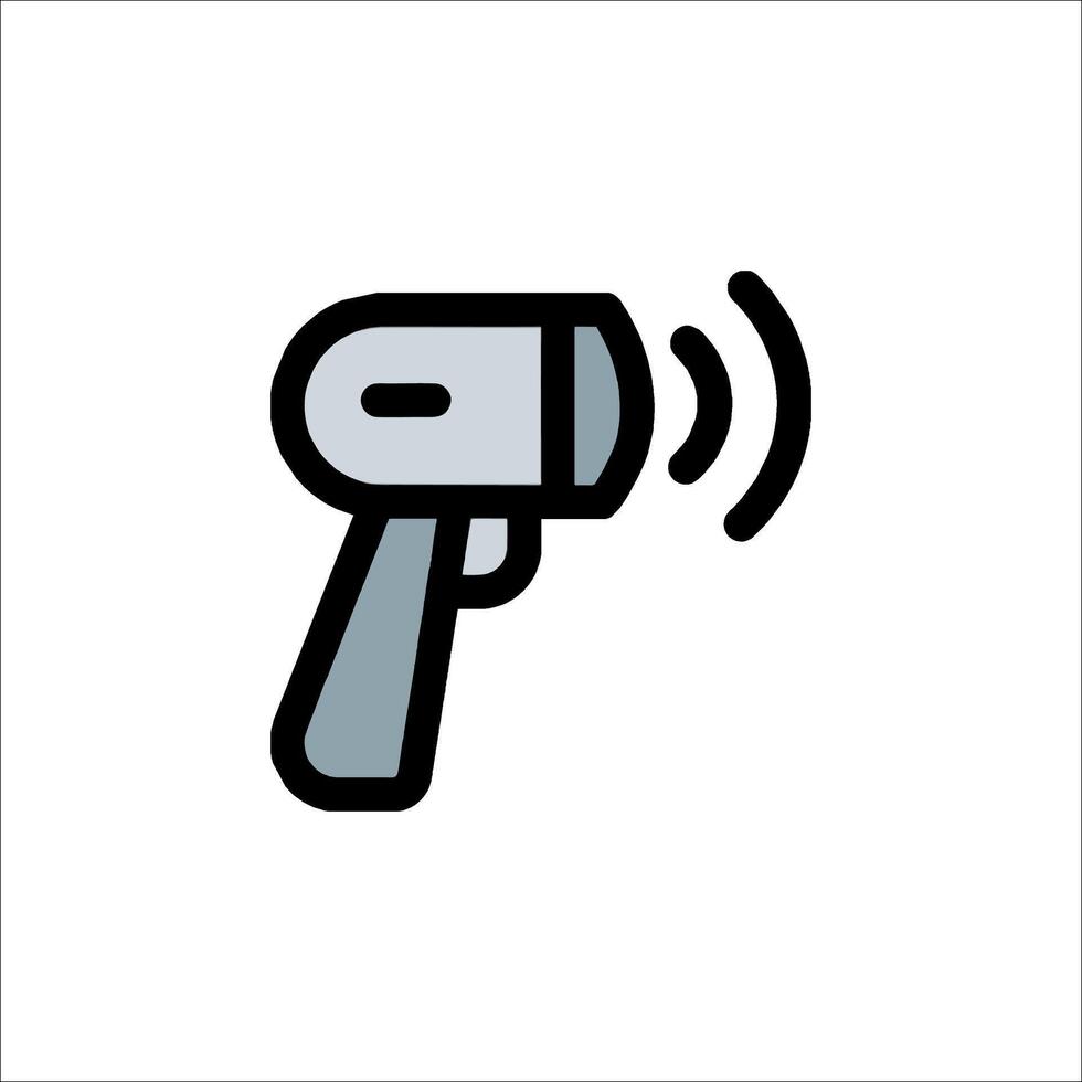 A black and white icon of a gun with a sound vector