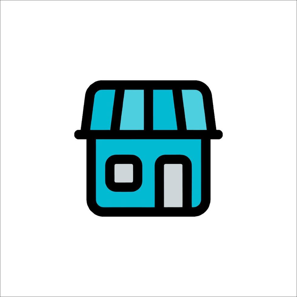 A blue and black icon of a small store vector