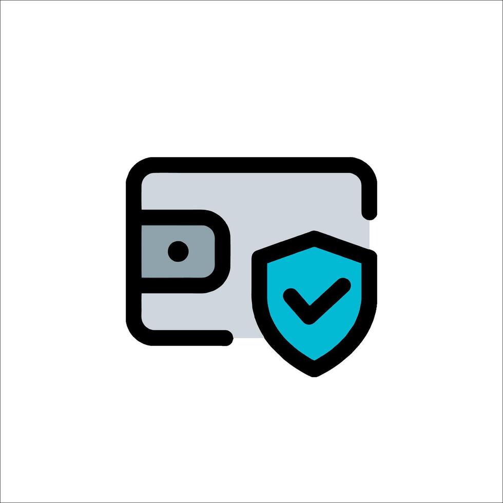 A wallet with a check mark and a shield icon vector