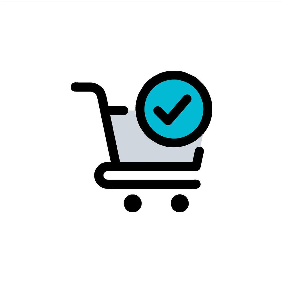 A shopping cart with a check mark on it vector