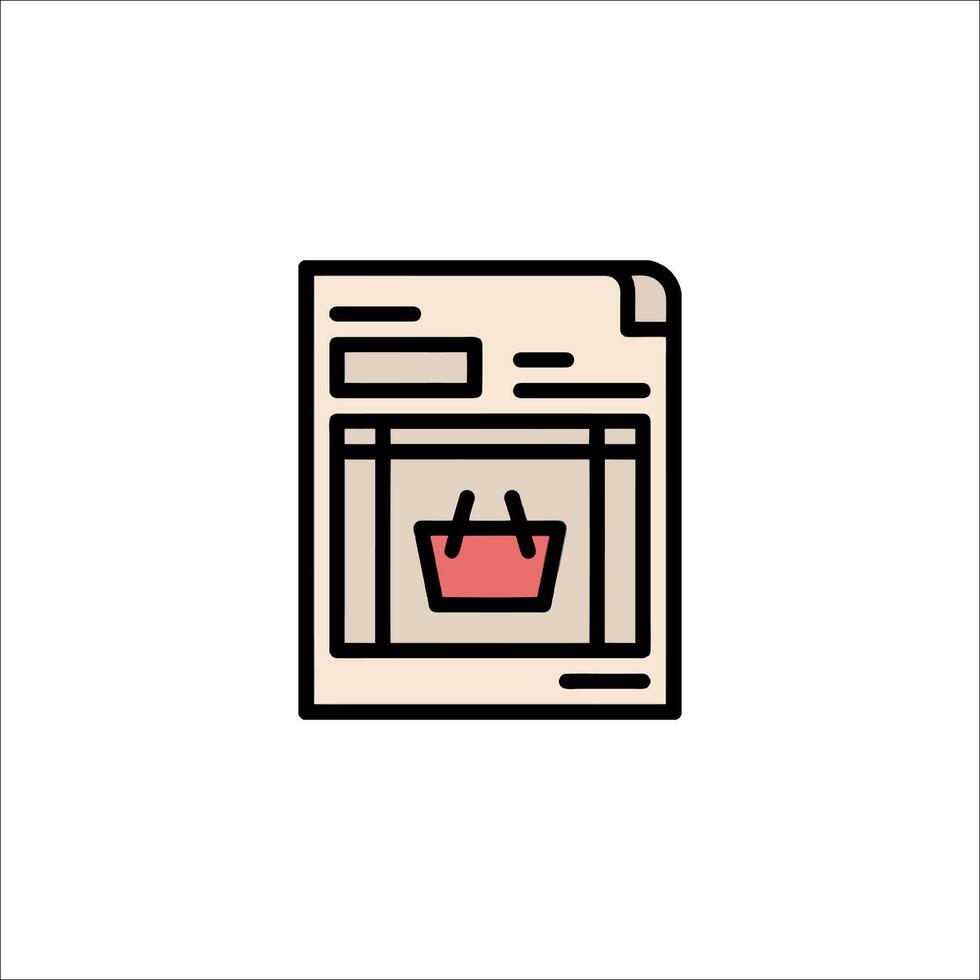 A newspaper with a shopping bag icon vector